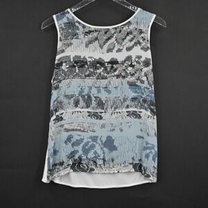 REISS Womens Top Size M Tash Print Sleeveless Silk Jersey‎ Combo Tank Blouse